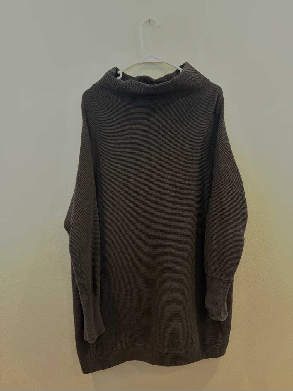 Free People Black Ribbed Mock Neck Pullover Long sweater